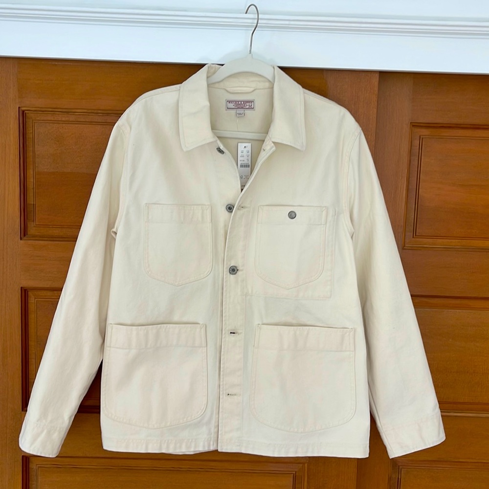 NWT MEN’S WALLACE AND BARNES J CREW DUCK UTILITY CHORE JACKET WHITE M